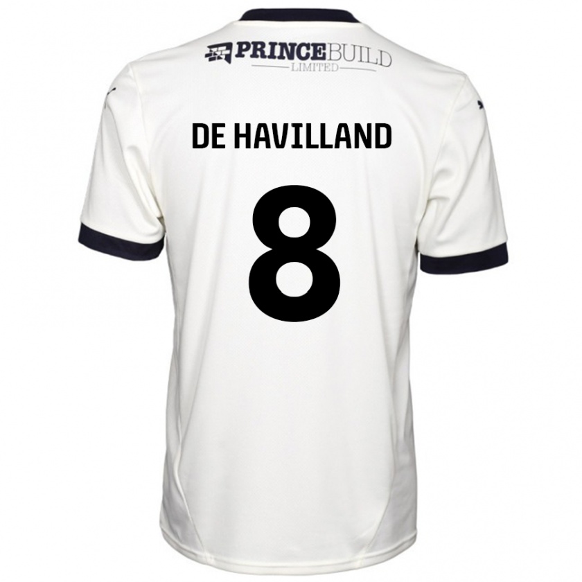 Kandiny Enfant Maillot Ryan De Havilland #8 Blanc Cassé Noir Tenues Extérieur 2024/25 T-Shirt