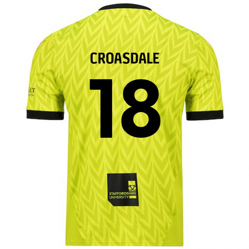 Kandiny Enfant Maillot Ryan Croasdale #18 Vert Fluo Tenues Extérieur 2024/25 T-Shirt