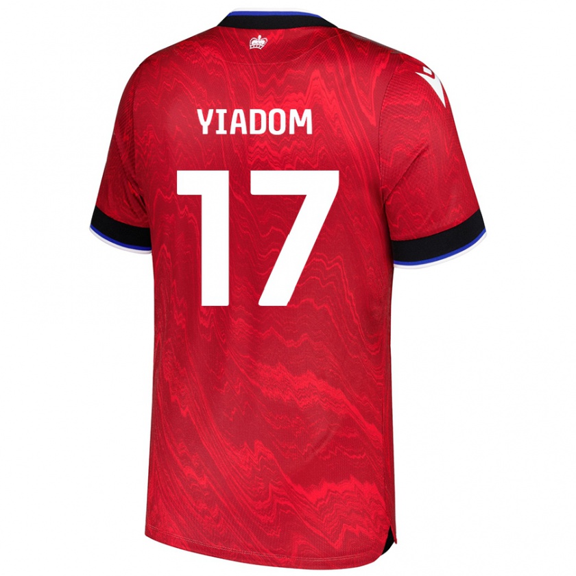 Kandiny Enfant Maillot Andy Yiadom #17 Rouge Noir Tenues Extérieur 2024/25 T-Shirt