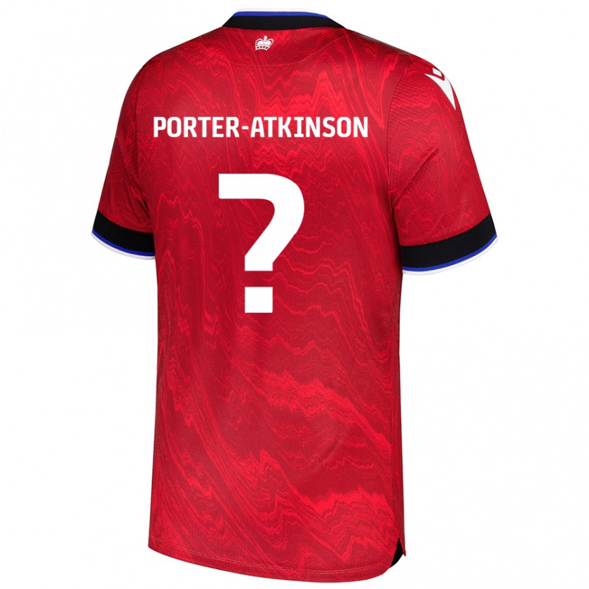 Kandiny Enfant Maillot Jayden Porter-Atkinson #0 Rouge Noir Tenues Extérieur 2024/25 T-Shirt