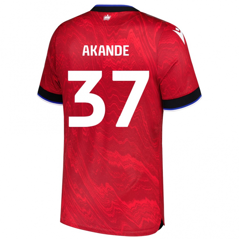 Kandiny Enfant Maillot Adrian Akande #37 Rouge Noir Tenues Extérieur 2024/25 T-Shirt