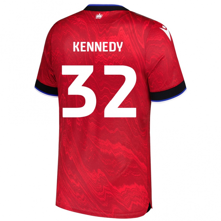 Kandiny Enfant Maillot Stevie Kennedy #32 Rouge Noir Tenues Extérieur 2024/25 T-Shirt