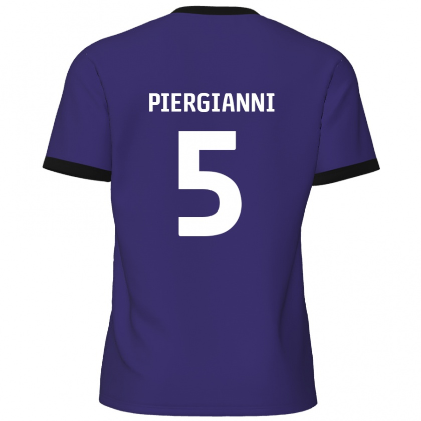 Kandiny Enfant Maillot Carl Piergianni #5 Violet Tenues Extérieur 2024/25 T-Shirt