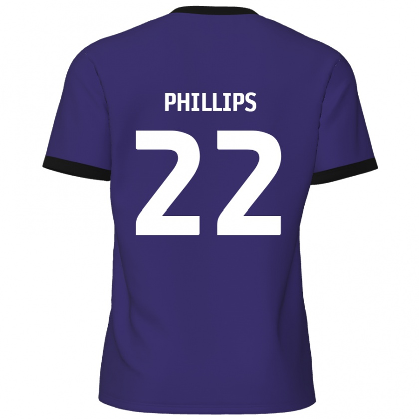 Kandiny Enfant Maillot Daniel Phillips #22 Violet Tenues Extérieur 2024/25 T-Shirt