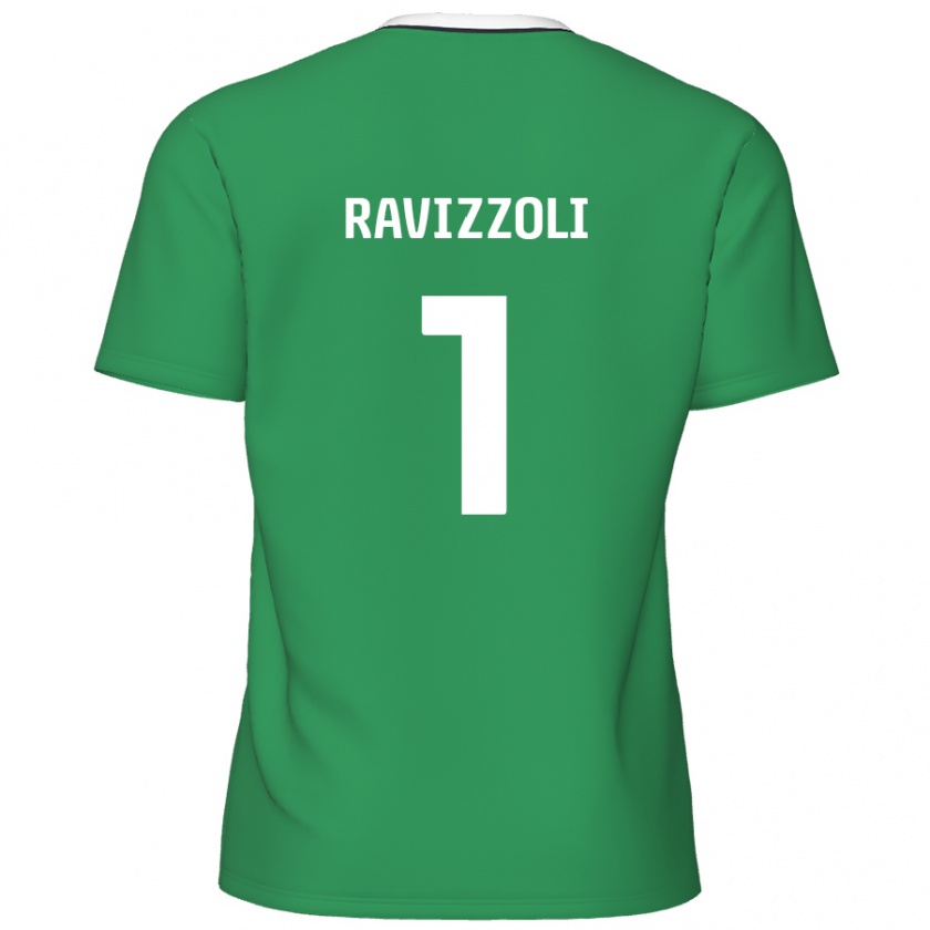 Kandiny Enfant Maillot Franco Ravizzoli #1 Rayures Blanches Vertes Tenues Extérieur 2024/25 T-Shirt