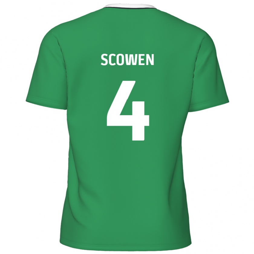 Kandiny Enfant Maillot Josh Scowen #4 Rayures Blanches Vertes Tenues Extérieur 2024/25 T-Shirt