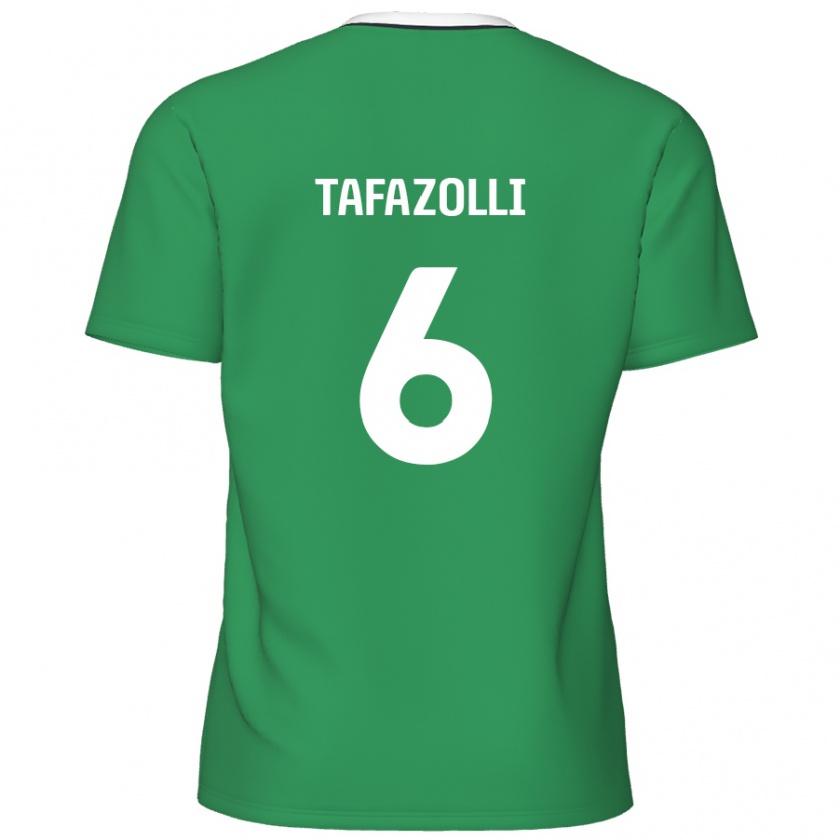 Kandiny Enfant Maillot Ryan Tafazolli #6 Rayures Blanches Vertes Tenues Extérieur 2024/25 T-Shirt