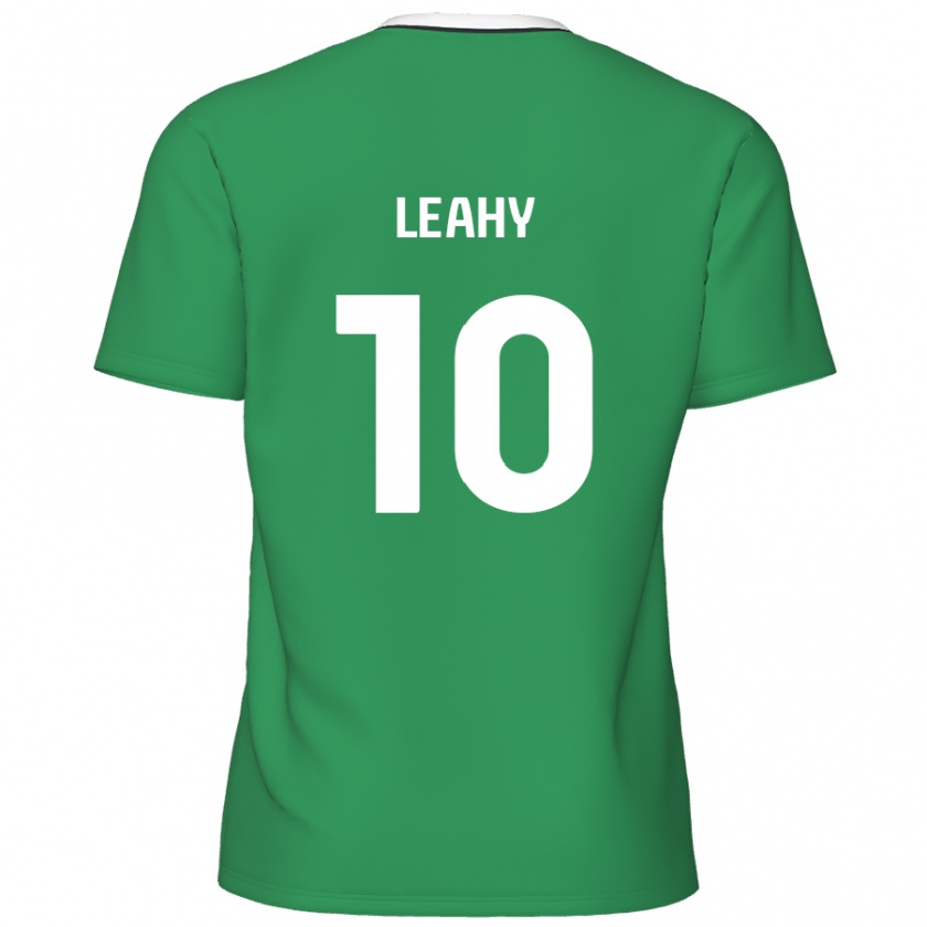 Kandiny Enfant Maillot Luke Leahy #10 Rayures Blanches Vertes Tenues Extérieur 2024/25 T-Shirt