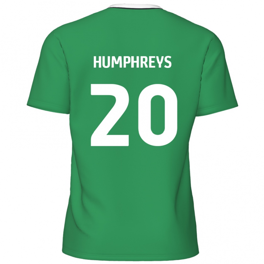 Kandiny Enfant Maillot Cameron Humphreys #20 Rayures Blanches Vertes Tenues Extérieur 2024/25 T-Shirt