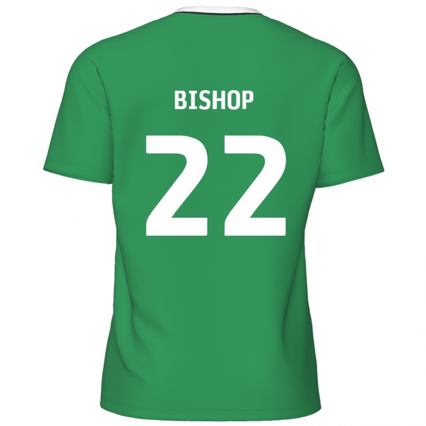 Kandiny Enfant Maillot Nathan Bishop #22 Rayures Blanches Vertes Tenues Extérieur 2024/25 T-Shirt