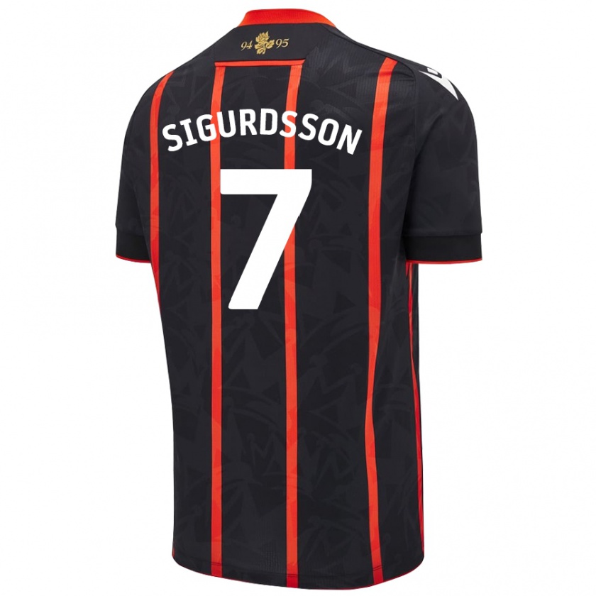 Kandiny Enfant Maillot Arnór Sigurdsson #7 Noir Rouge Tenues Extérieur 2024/25 T-Shirt