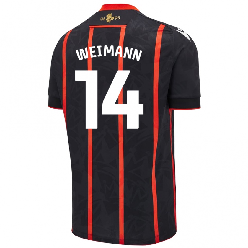 Kandiny Enfant Maillot Andreas Weimann #14 Noir Rouge Tenues Extérieur 2024/25 T-Shirt