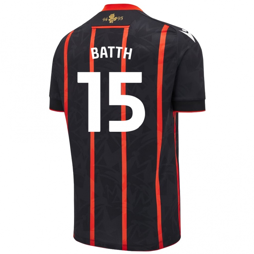 Kandiny Enfant Maillot Danny Batth #15 Noir Rouge Tenues Extérieur 2024/25 T-Shirt