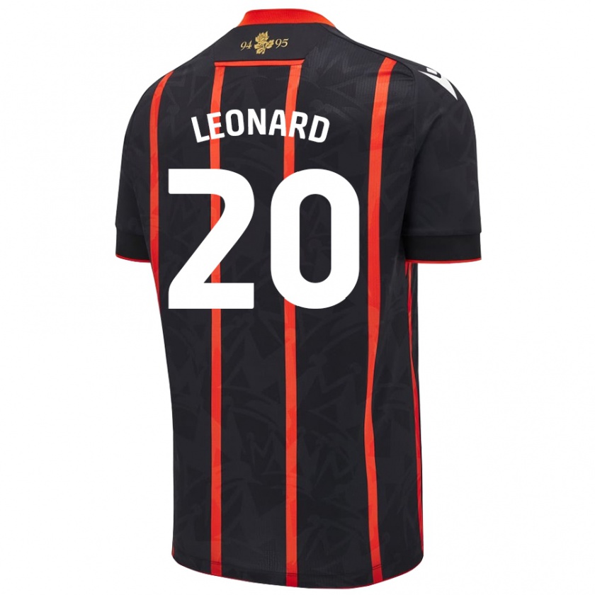 Kandiny Enfant Maillot Harry Leonard #20 Noir Rouge Tenues Extérieur 2024/25 T-Shirt