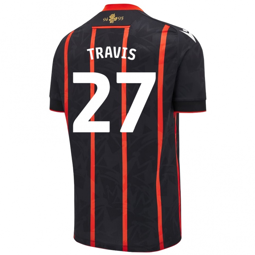 Kandiny Enfant Maillot Lewis Travis #27 Noir Rouge Tenues Extérieur 2024/25 T-Shirt