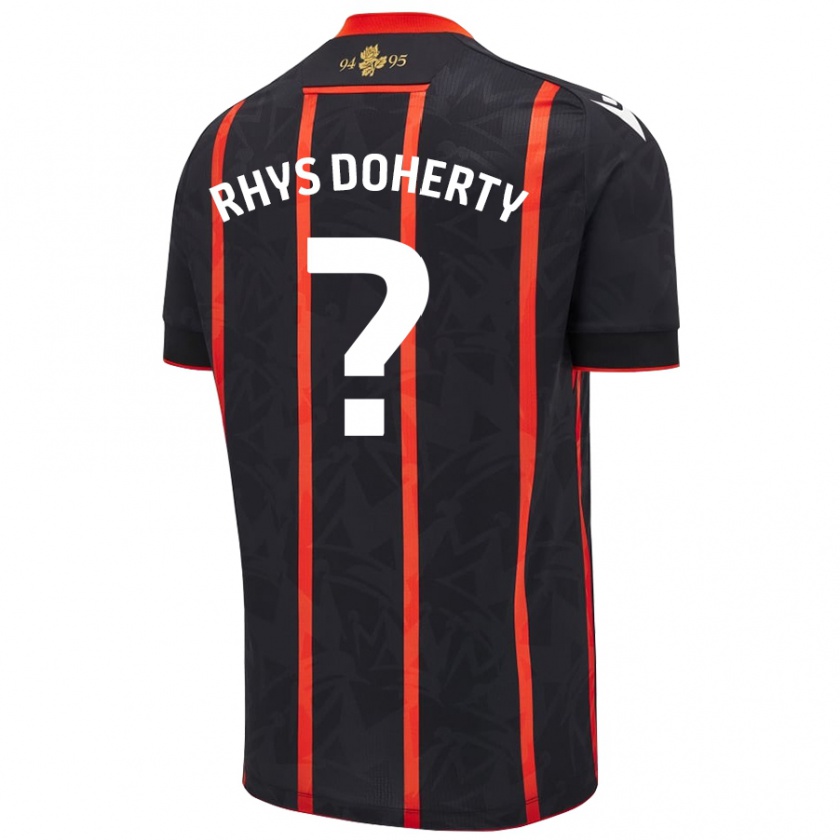 Kandiny Enfant Maillot Rhys Doherty #0 Noir Rouge Tenues Extérieur 2024/25 T-Shirt