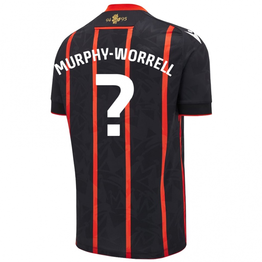 Kandiny Enfant Maillot Paul Murphy-Worrell #0 Noir Rouge Tenues Extérieur 2024/25 T-Shirt