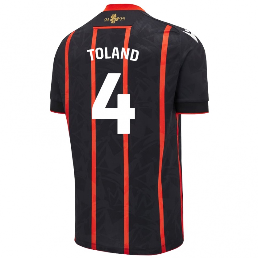 Kandiny Enfant Maillot Tyler Toland #4 Noir Rouge Tenues Extérieur 2024/25 T-Shirt