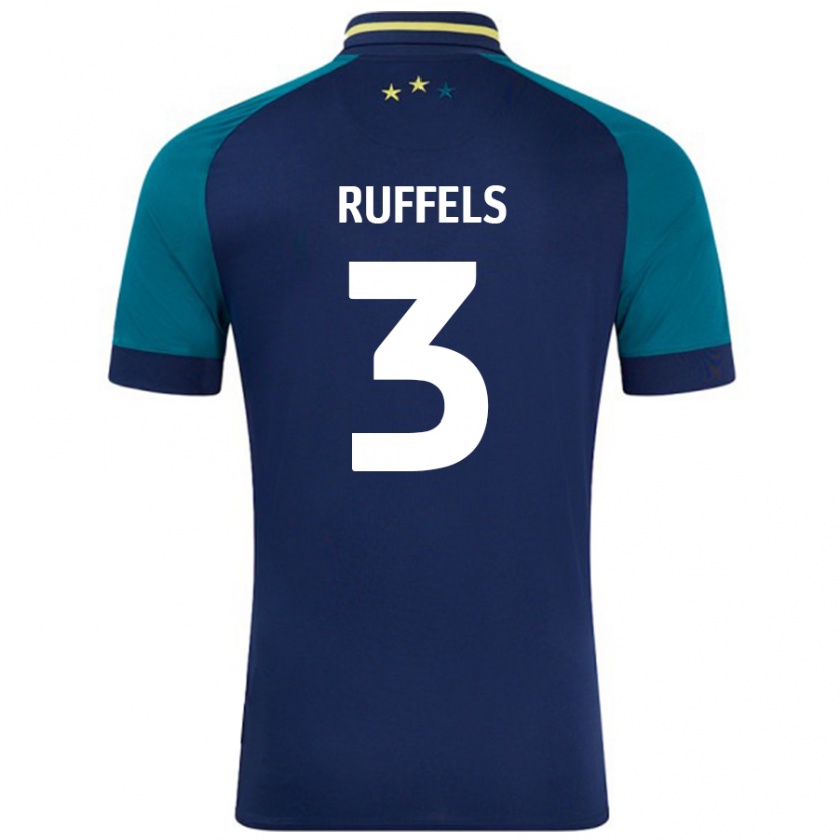 Kandiny Enfant Maillot Josh Ruffels #3 Marine Vert Foncé Tenues Extérieur 2024/25 T-Shirt