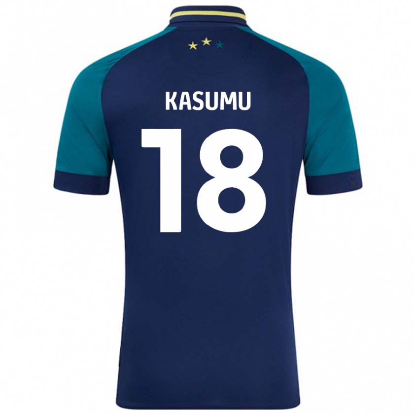 Kandiny Enfant Maillot David Kasumu #18 Marine Vert Foncé Tenues Extérieur 2024/25 T-Shirt