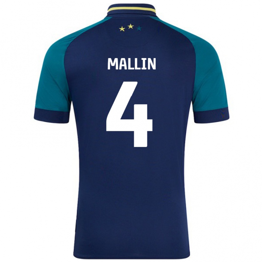 Kandiny Enfant Maillot Kate Mallin #4 Marine Vert Foncé Tenues Extérieur 2024/25 T-Shirt