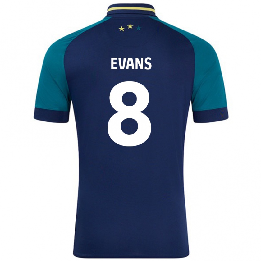 Kandiny Enfant Maillot Charley Evans #8 Marine Vert Foncé Tenues Extérieur 2024/25 T-Shirt