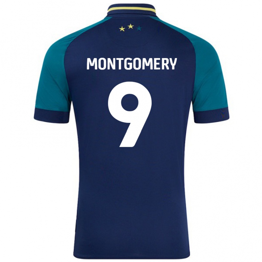 Kandiny Enfant Maillot Ria Montgomery #9 Marine Vert Foncé Tenues Extérieur 2024/25 T-Shirt