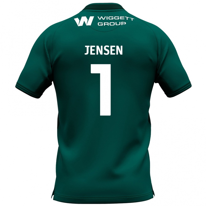 Kandiny Enfant Maillot Lukas Jensen #1 Vert Tenues Extérieur 2024/25 T-Shirt