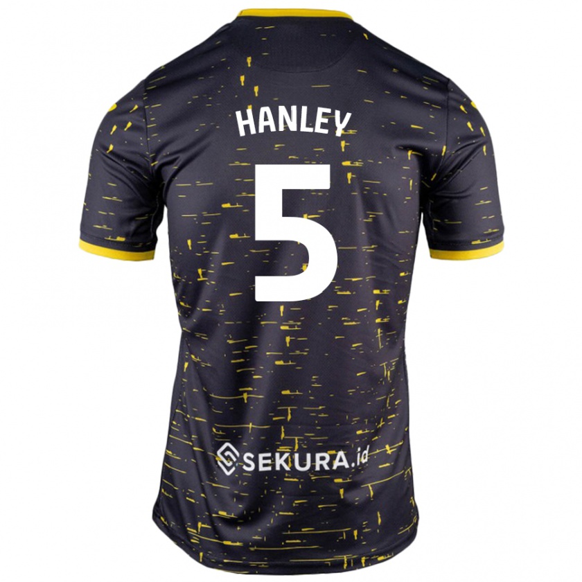 Kandiny Enfant Maillot Grant Hanley #5 Noir Jaune Tenues Extérieur 2024/25 T-Shirt