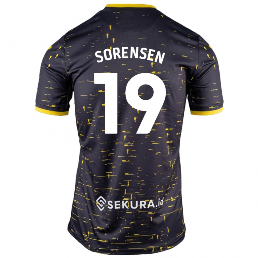 Kandiny Enfant Maillot Jacob Lungi Sørensen #19 Noir Jaune Tenues Extérieur 2024/25 T-Shirt