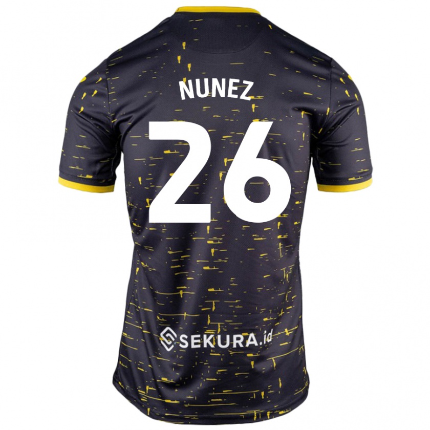 Kandiny Enfant Maillot Marcelino Núñez #26 Noir Jaune Tenues Extérieur 2024/25 T-Shirt