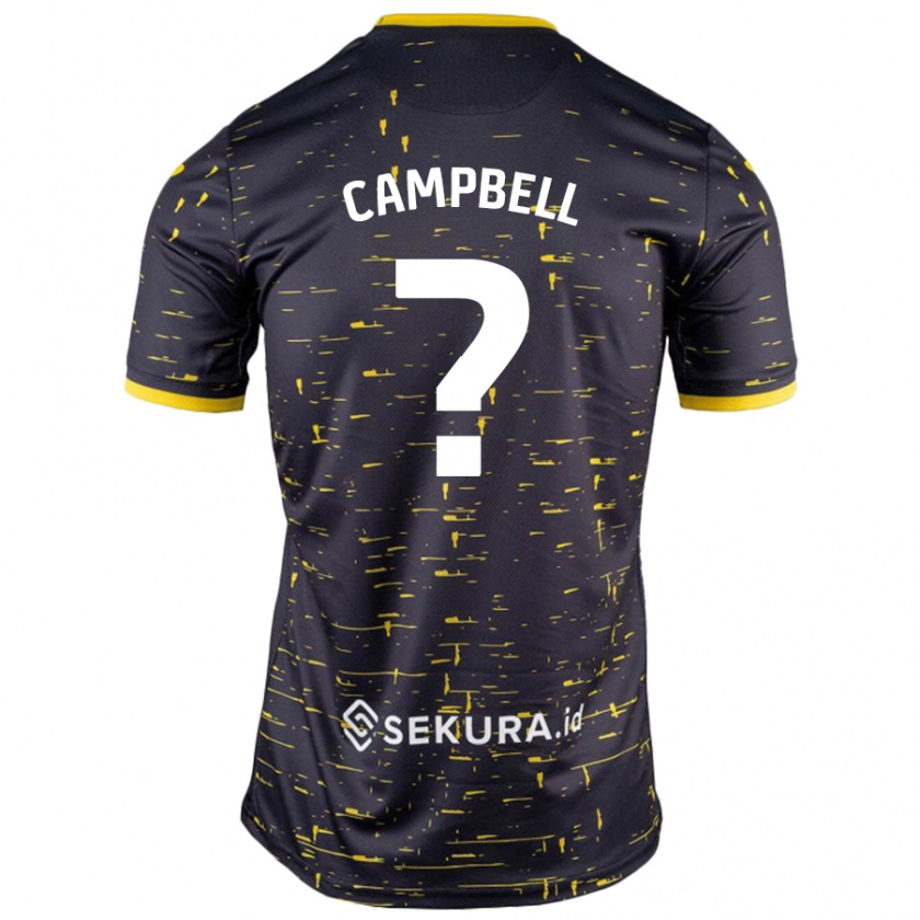 Kandiny Enfant Maillot Brandon Campbell #0 Noir Jaune Tenues Extérieur 2024/25 T-Shirt