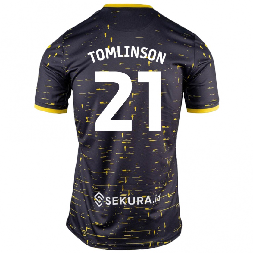 Kandiny Enfant Maillot Lauren Tomlinson #21 Noir Jaune Tenues Extérieur 2024/25 T-Shirt