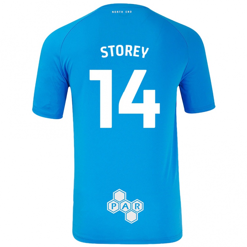 Kandiny Enfant Maillot Jordan Storey #14 Bleu Ciel Tenues Extérieur 2024/25 T-Shirt