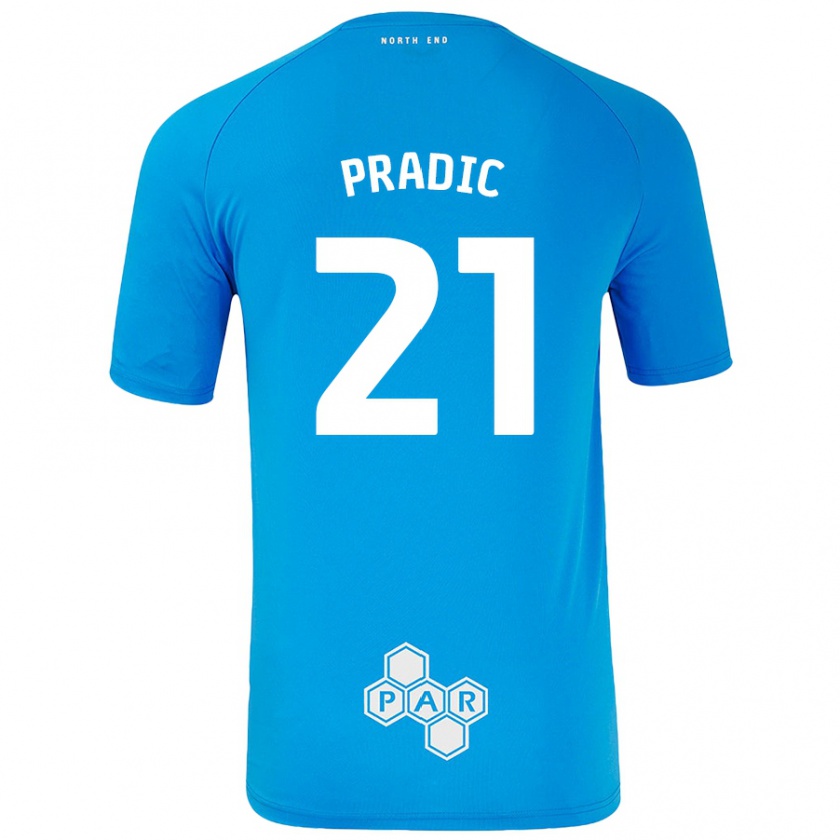 Kandiny Enfant Maillot James Pradic #21 Bleu Ciel Tenues Extérieur 2024/25 T-Shirt