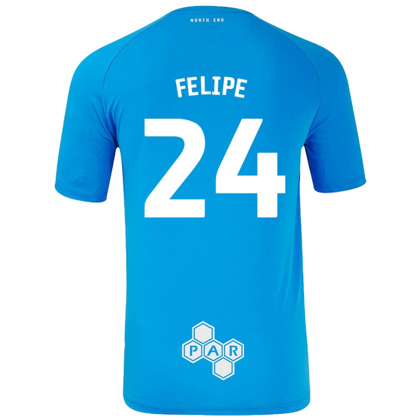 Kandiny Enfant Maillot Felipe #24 Bleu Ciel Tenues Extérieur 2024/25 T-Shirt