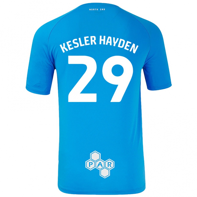 Kandiny Enfant Maillot Kaine Kesler-Hayden #29 Bleu Ciel Tenues Extérieur 2024/25 T-Shirt