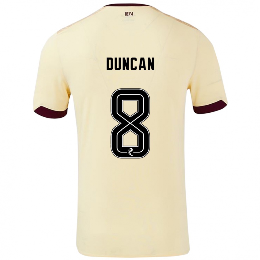 Kandiny Enfant Maillot Ryan Duncan #8 Crème Bordeaux Tenues Extérieur 2024/25 T-Shirt