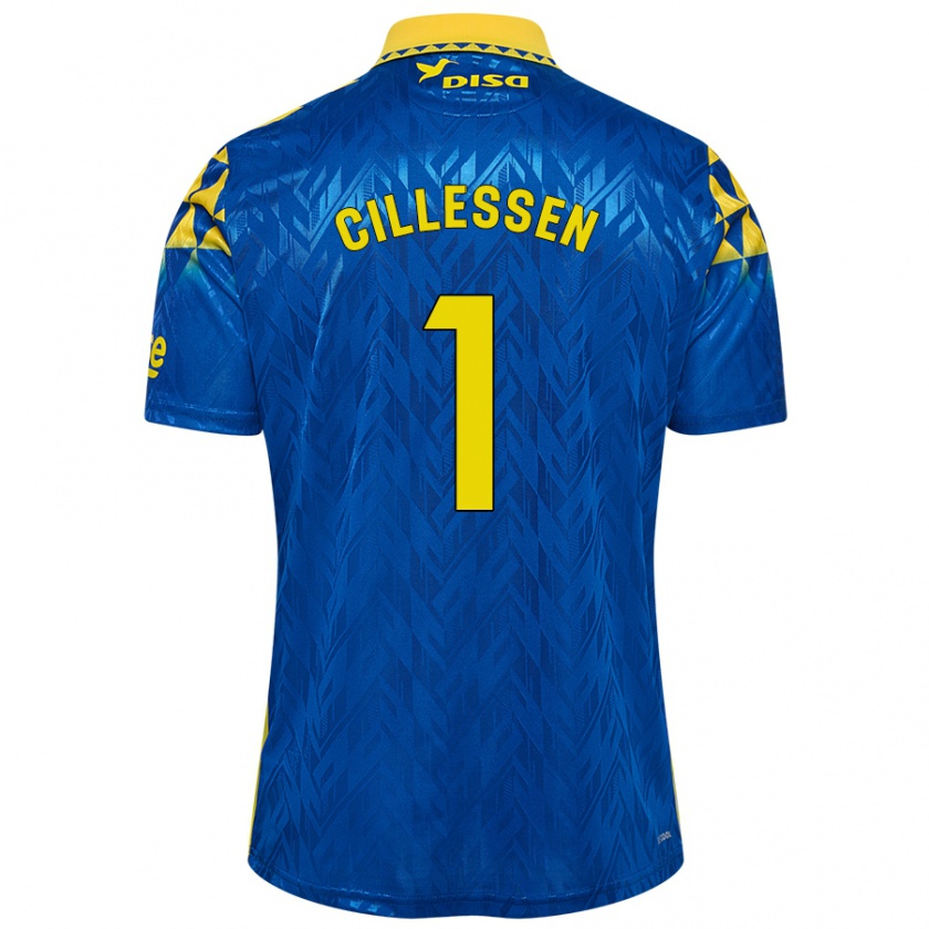 Kandiny Enfant Maillot Jasper Cillessen #1 Bleu Jaune Tenues Extérieur 2024/25 T-Shirt