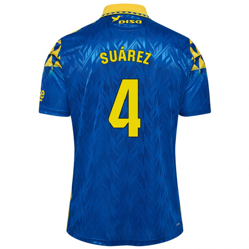 Kandiny Enfant Maillot Alex Suárez #4 Bleu Jaune Tenues Extérieur 2024/25 T-Shirt