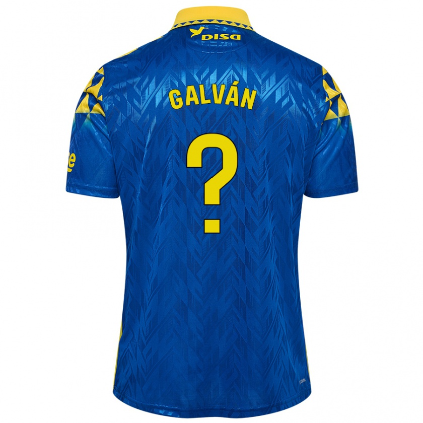 Kandiny Enfant Maillot Carlos Galván #0 Bleu Jaune Tenues Extérieur 2024/25 T-Shirt