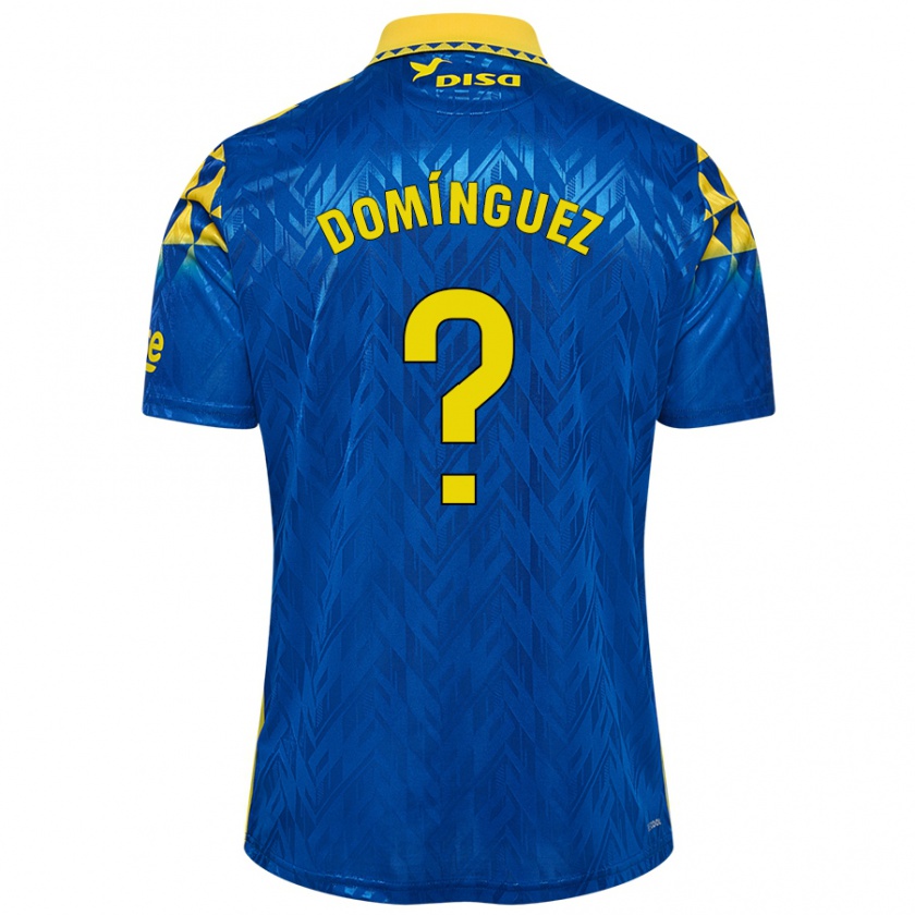 Kandiny Enfant Maillot Carlos Domínguez #0 Bleu Jaune Tenues Extérieur 2024/25 T-Shirt