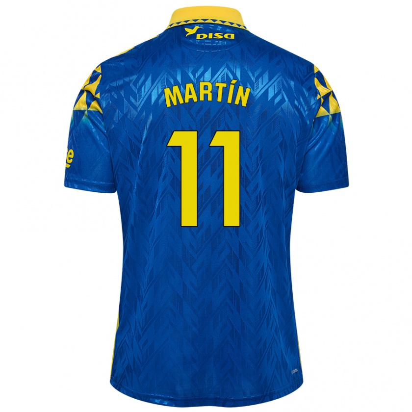 Kandiny Enfant Maillot Diego Martín #11 Bleu Jaune Tenues Extérieur 2024/25 T-Shirt