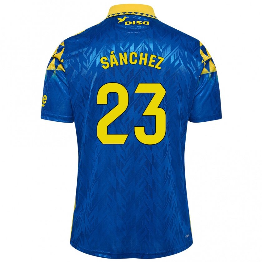 Kandiny Enfant Maillot Omar Sánchez #23 Bleu Jaune Tenues Extérieur 2024/25 T-Shirt