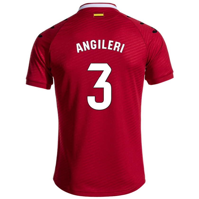 Kandiny Enfant Maillot Fabrizio Angileri #3 Rouge Foncé Tenues Extérieur 2024/25 T-Shirt