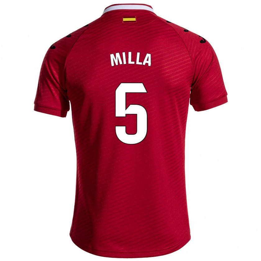 Kandiny Enfant Maillot Luis Milla #5 Rouge Foncé Tenues Extérieur 2024/25 T-Shirt