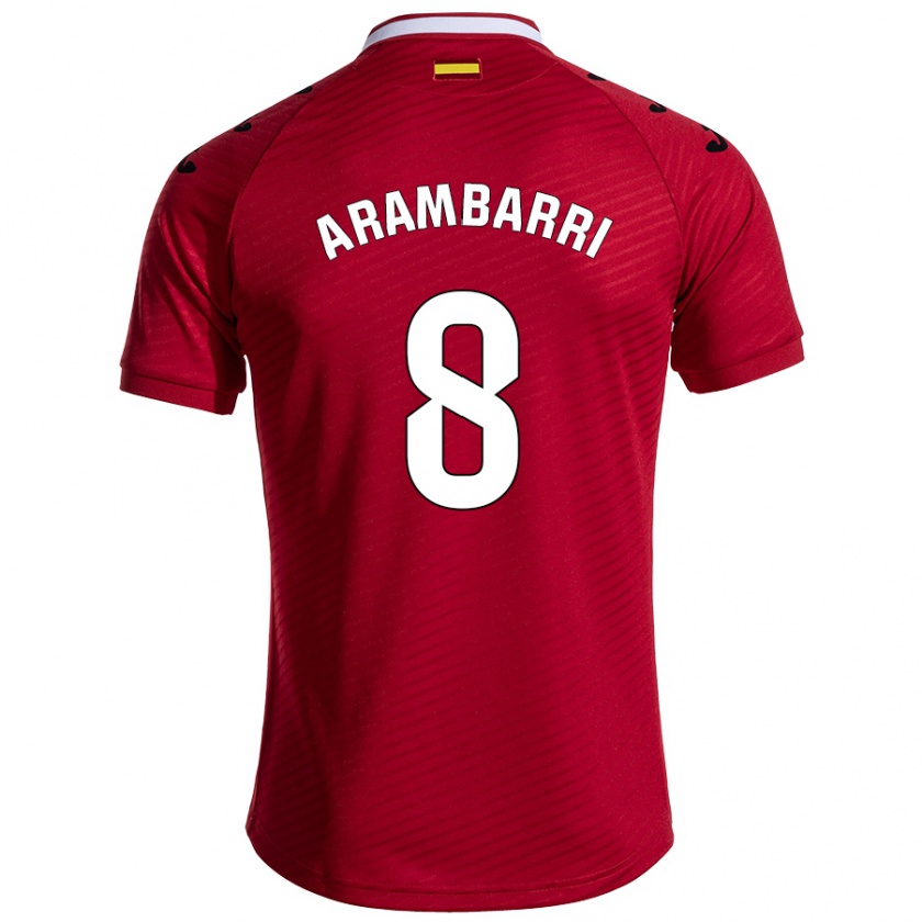 Kandiny Enfant Maillot Mauro Arambarri #8 Rouge Foncé Tenues Extérieur 2024/25 T-Shirt