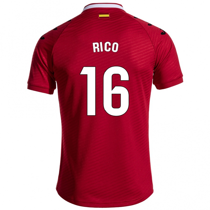 Kandiny Enfant Maillot Diego Rico #16 Rouge Foncé Tenues Extérieur 2024/25 T-Shirt