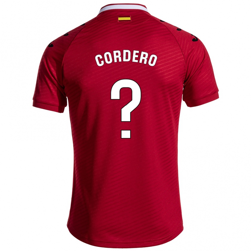 Kandiny Enfant Maillot Alberto Cordero #0 Rouge Foncé Tenues Extérieur 2024/25 T-Shirt