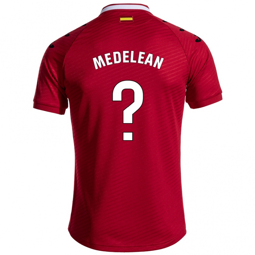 Kandiny Enfant Maillot Valentin Medelean #0 Rouge Foncé Tenues Extérieur 2024/25 T-Shirt